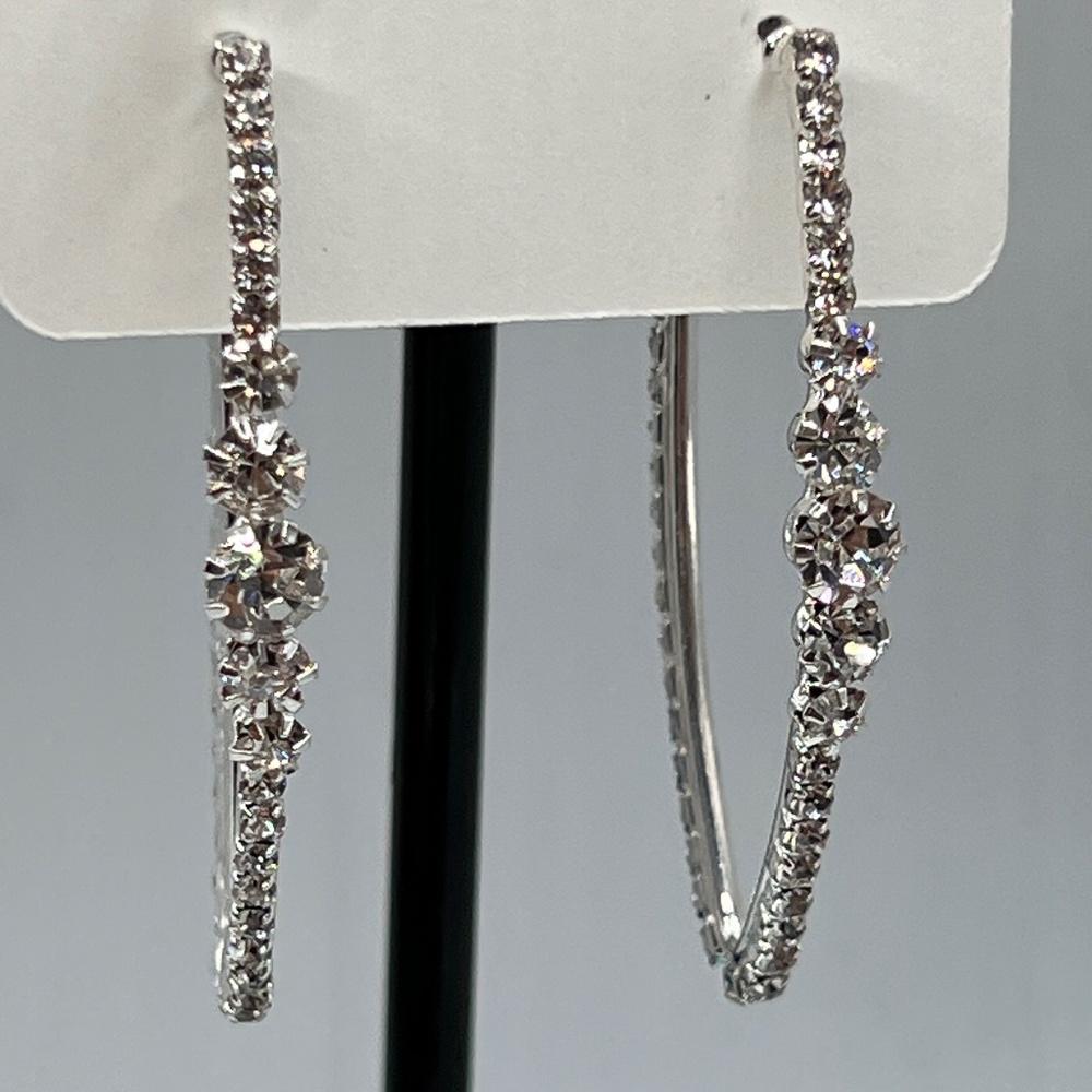 Baubles Hoop Austrian Crystal Silver Earrings $12 EA or Bundle 3/$20